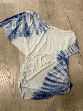 Boston Proper Blue & White Tie-Dye Blouse